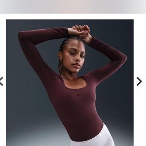 Nike Women's Burgundy Long Sleeve Bodysuit